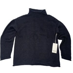 MATE the Label Cotton Frise Neck Pullover In Jet Black